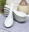 Ebros Made In Japan Ceramic Glossy Speckled White Spoons W/ Ladle Hook Set Of 6