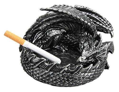 Ebros Gift Smaug Mountain Castle Dragon in Repose Round Cigarette Ashtray Figurine