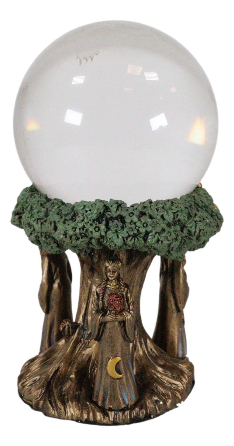 Triple Goddess Mother Maiden Crone With Celtic Tree Of Life Scrying Gazing Ball