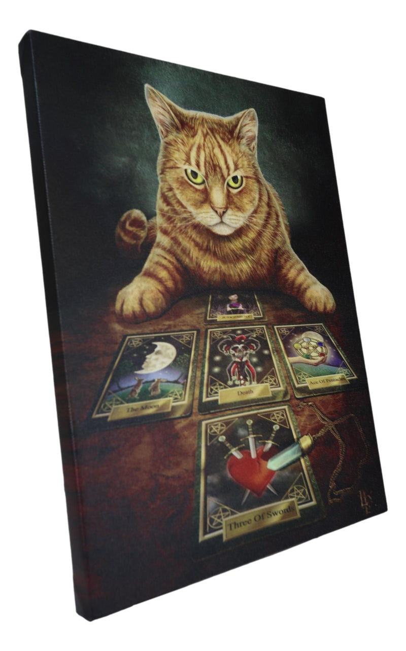 The Reader Fortune Teller Witching Cat With Tarots Wood Framed Canvas Wall Decor