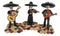 Day Of The Dead Black Mariachi Band Skeleton Folk Musician Figurines Set of 3