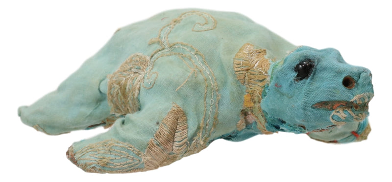 Marine Sea Turtle Hand Crafted Paper Mache In Colorful Sari Fabric Figurine