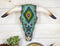 Rustic Southwest Steer Bison Cow Skull With Aztec Beaded Turquoise Wall Decor