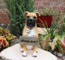 Ebros Large Adorable Fawn Boxer Garden Greeter Statue With Jingle Collar 13.25" Tall