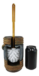 Western Cowboy Faux Rope Denim Horse Buckle Toilet Brush And Base Holder Set