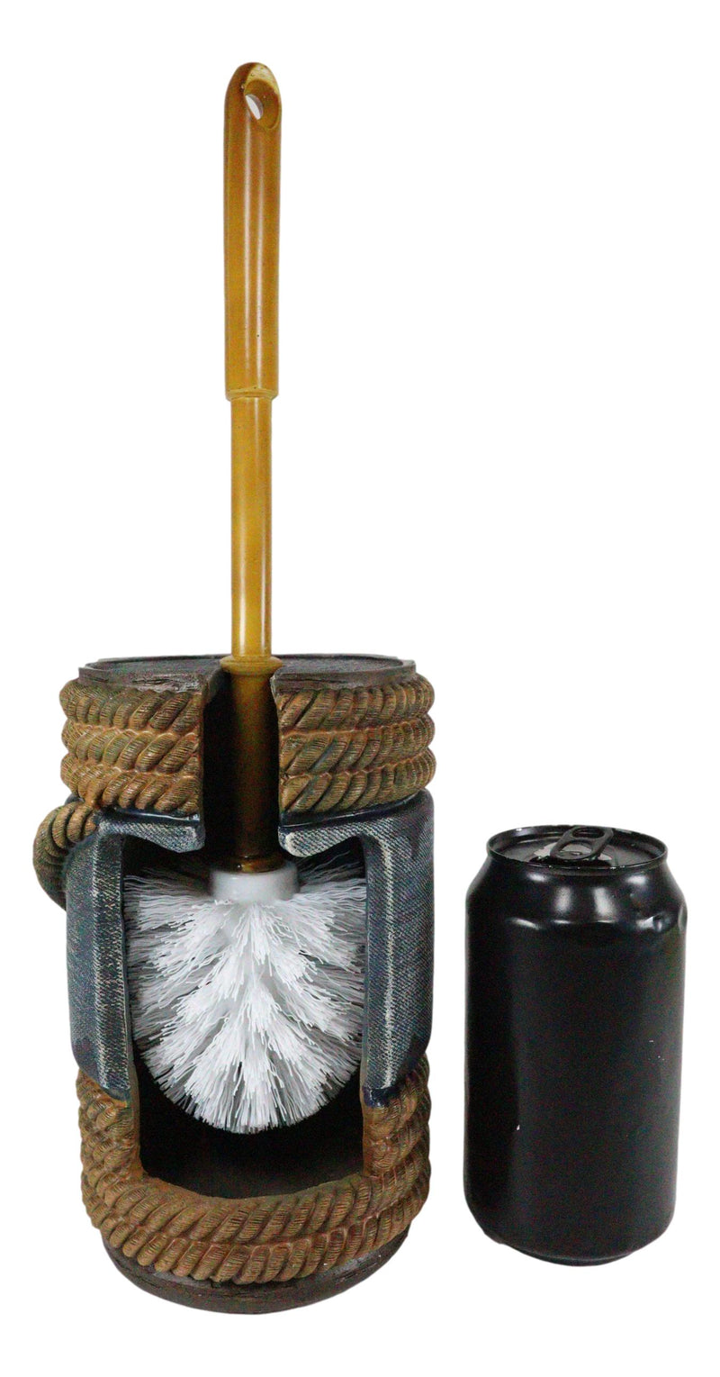 Western Cowboy Faux Rope Denim Horse Buckle Toilet Brush And Base Holder Set