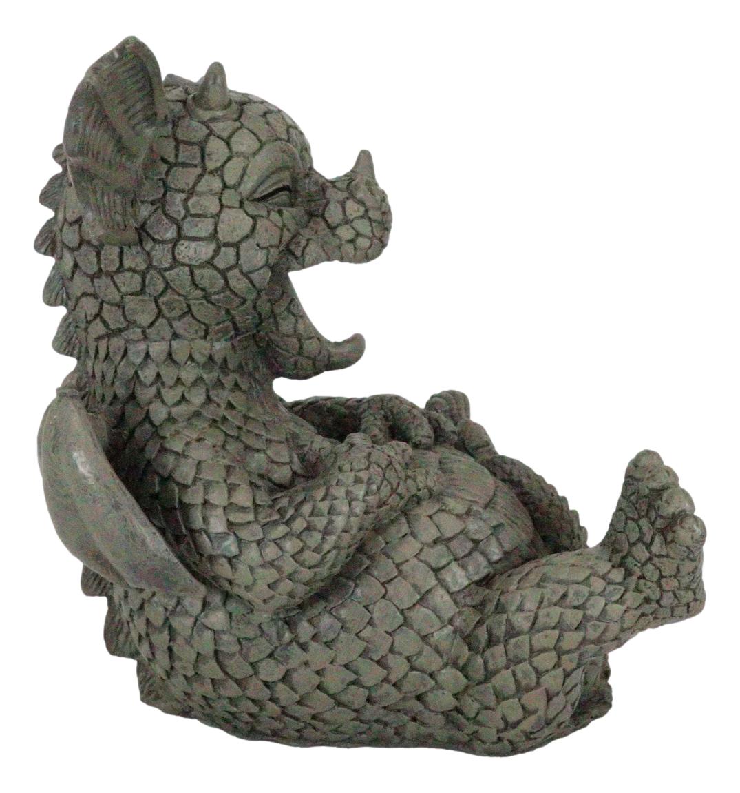 Ebros Whimsical L.O.L Soul Garden Laughing Out Loud Dragon Statue 7.75" Tall Faux Stone Resin Finish Hilarious LOL Fantasy Animated Dragons Welcome Guest Greeter Decor Figurine - Ebros Gift