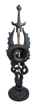 Ebros Gift Celtic Slitherin Dragon Holding Excalibur Sword Letter Opener Figurine