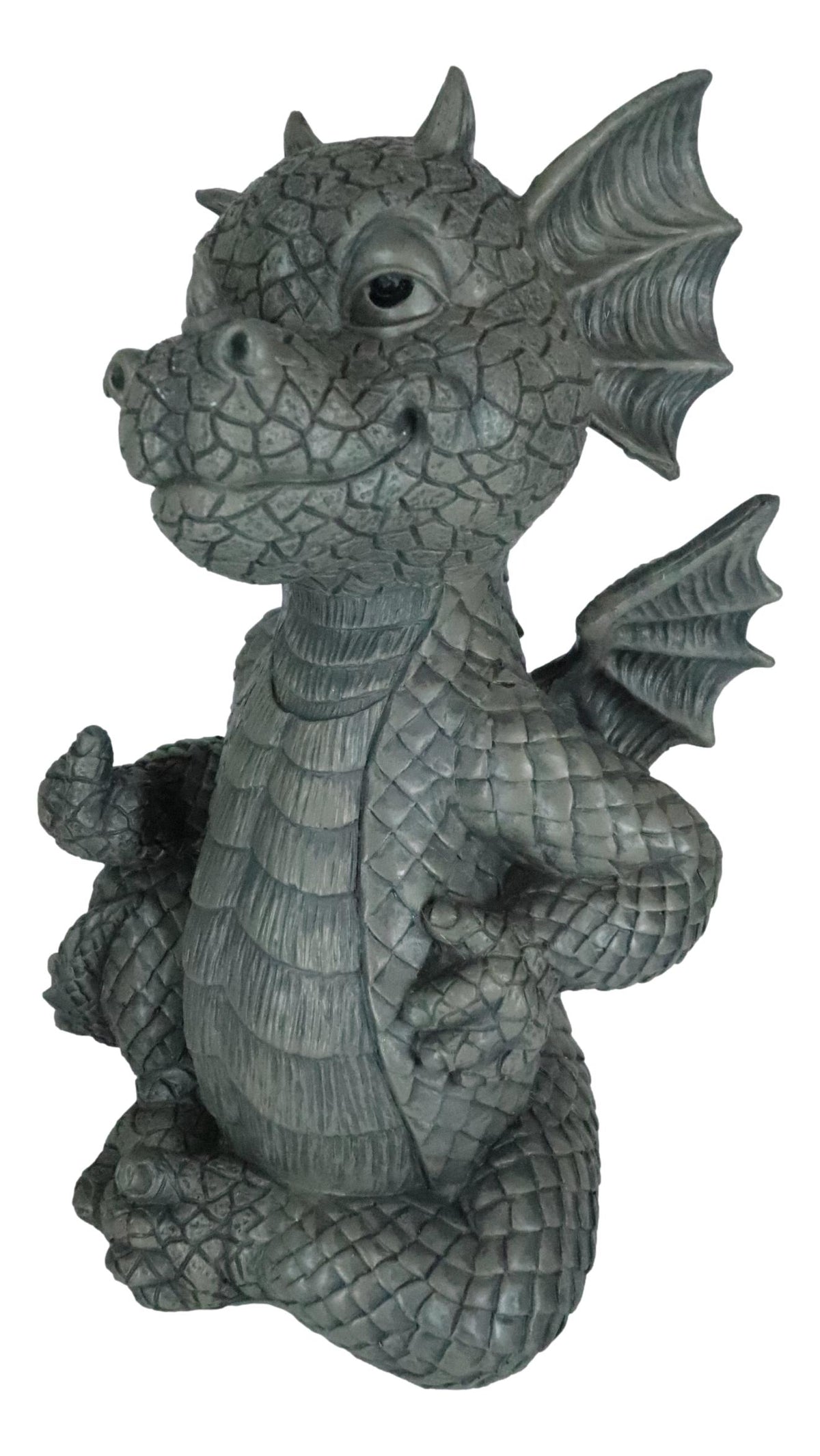 Keep Off Flip The Bird Rude Baby Dragon Sitting Statue 10"H Fairy Garden Decor - Ebros Gift