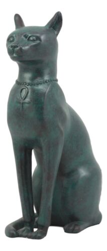 Ebros Ancient Egyptian Sitting Cat Bastet Statue in Aged Bronze Patina Resin Finish 8.5" Tall