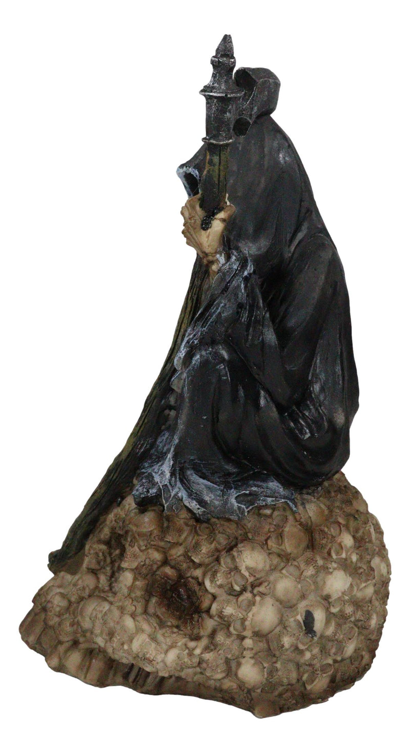 Faceless Grim Reaper Skeleton On Colorful LED Eyes Morphing Skull Figurine