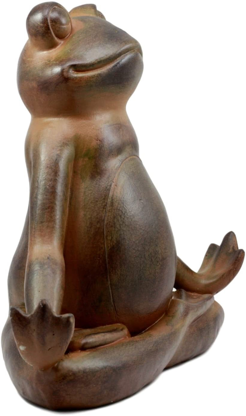 Ebros Rustic Yoga Frog Garden Statue Meditating Buddha Frog Sculpture 14"Long