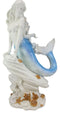 Ebros Large Capiz Blue Tail Nautical Mermaid Sitting On Corals Bedrock Statue