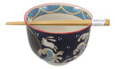 Ebros Rabbits Full Moon Ramen Noodles Bowl With Built In Chopsticks & Rest Set