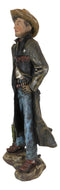 Western Cowboy Sheriff In US Marshall Long Coat Holding Shotgun Rifle Figurine