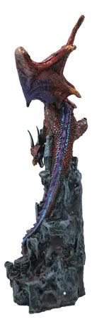 Red Behemoth Dragon Protecting Castle With Precious Gemstone Figurine 12.5"H
