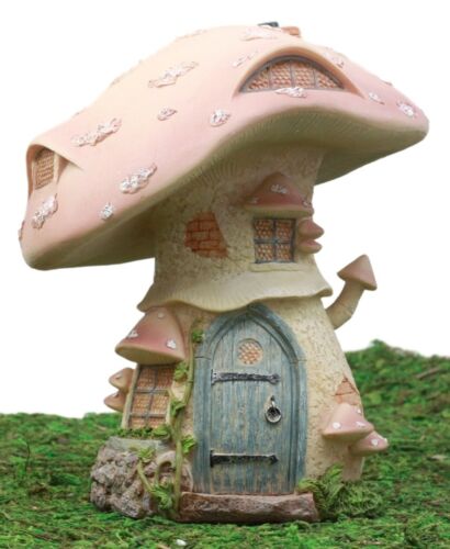 Ebros Gift Enchanted Fairy Garden Miniature Pink Mushroom House Figurine 7.5"H Do It Yourself Ideas For Your Home - Ebros Gift
