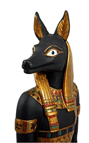 Ebros Egypt God Anubis Jackal Holding Ankh & Staff Slim Profile Figurine 10" H