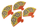 Ebros Set Of 4 Yellow Summer Flower Blooms Oriental Fan Shaped Appetizer Sushi Plates