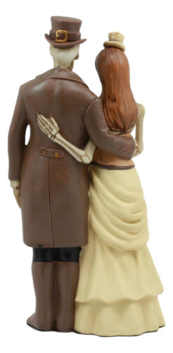 Day Of The Dead Steampunk Socialite Bride And Groom Skeleton Couple Statue 8"H