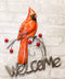 Rustic Country Red Cardinal Bird Perching On Branch Welcome Sign Wall Decor