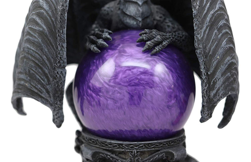 Ebros Midnight Climbing Winged Dragon Purple Blood Sandstorm Ball Statue 10"H