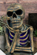 Eerie Daydreaming Thinker Skull Skeleton Bust with LED Night Light Ribs Figurine