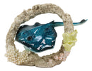 Ebros Nautical Marine Blue Stingray Fish Swimming By Coral Reef Decor Statue