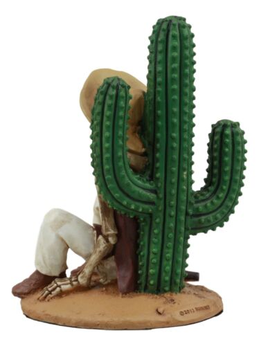 Day of The Dead El Borracho Drunk Desert Bandit By Cactus Skeleton Statue - Ebros Gift