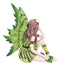 Small Meadowland Tribal Green Barberry Flower Girl Fairy Daydreaming Figurine