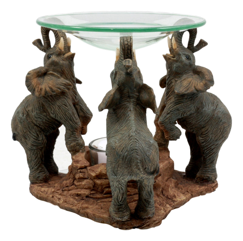 Ebros Trio Elephants Oil Warmer Statue Wax Tart Burner Aroma Diffuser Figurine