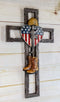 Ebros Western USA Flag Military Patriotic Fallen Soldier Memorial Wall Cross