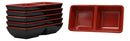 Ebros Red And Black Melamine Traditional Design Condiments Ketchup BBQ Soy Sauce Dipping Bowl or Dish With Divider 2 Partition Compartments Housewarming Gifts For Sushi Asian Dining Restaurant Supply