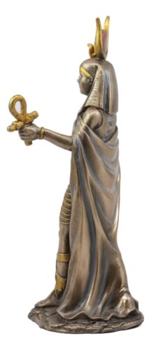 Egyptian Deity Goddess Hathor Holding Ankh Statue Patroness Of Love Motherhood - Ebros Gift