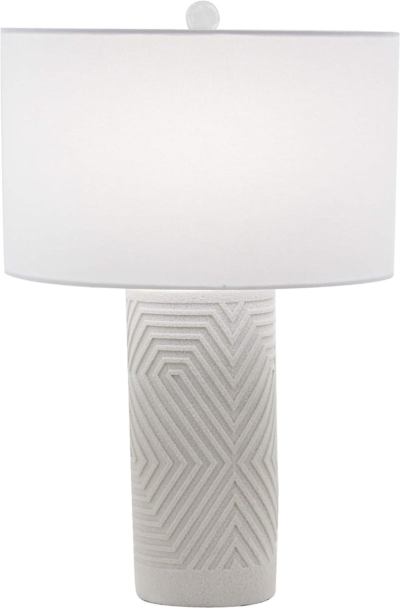 Contemporary Modern Elegant Linear Pattern Polystone Table Lamp With Shade