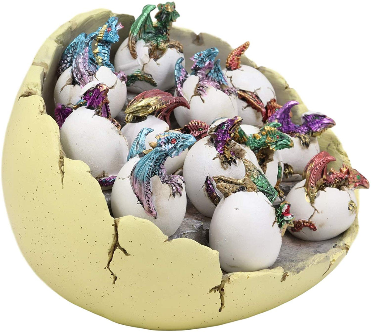 Ebros Set of 12 Wyrmling Dragons in Eggs Figurine Miniatures with Dragon Egg Display Set Colorful Fantasy Egg Hatchling Figurines Set of 12 Dungeons and Medieval Alchemy Fantasy Dragon Collectibles
