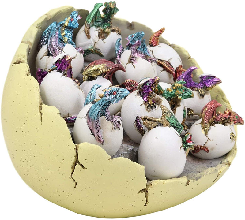 Ebros Set of 12 Wyrmling Dragons in Eggs Figurine Miniatures with Dragon Egg Display Set Colorful Fantasy Egg Hatchling Figurines Set of 12 Dungeons and Medieval Alchemy Fantasy Dragon Collectibles