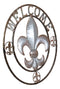 Ebros Oversized 24 Inch Fleur De Lis Welcome Sign Metal Wall Decor Plaque