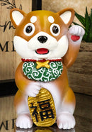 Maneki Shiba Inu Figurine Talisman Cute Japan Dog Puppy Year Of The Dog 4"Tall