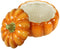 Ebros Orange Vegetable Pumpkin Soup Or Dessert Bowl With Lid Ceramic SET OF 4