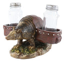 Rustic Wild Armadillo With Saddlebags Spice Delivery Salt Pepper Shakers Holder