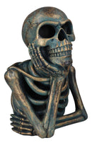 Eerie Daydreaming Thinker Skull Skeleton Bust with LED Night Light Ribs Figurine
