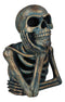 Eerie Daydreaming Thinker Skull Skeleton Bust with LED Night Light Ribs Figurine