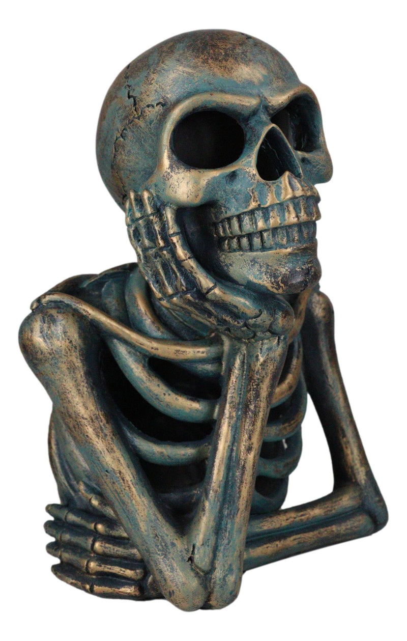 Eerie Daydreaming Thinker Skull Skeleton Bust with LED Night Light Ribs Figurine