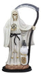 Ebros Gift Large 16.75" Tall Holy Death Santa Muerte Holding Scythe, Glass Globe with Scales of Justice and Owl in Tunic Robe Statue Figurine (White) (WHITE) - Ebros Gift