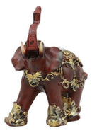 Thai Buddhism Decorated Feng Shui Elephant With Trunk Up Left Facing Figurine