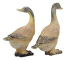 Ebros Rustic Weathered Crackle Faux Wood Finish Pair of Cottage Ducks Garden Statue Set 12.5" Tall Home Decor Country Farm Outdoors Lawn Patio Pool Pond Duck Mallard Figurines