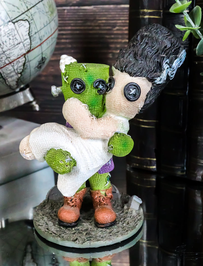 Ebros Pinheadz Monster with Voodoo Stitches Figurine 4.25"H Frankenstein & Bride