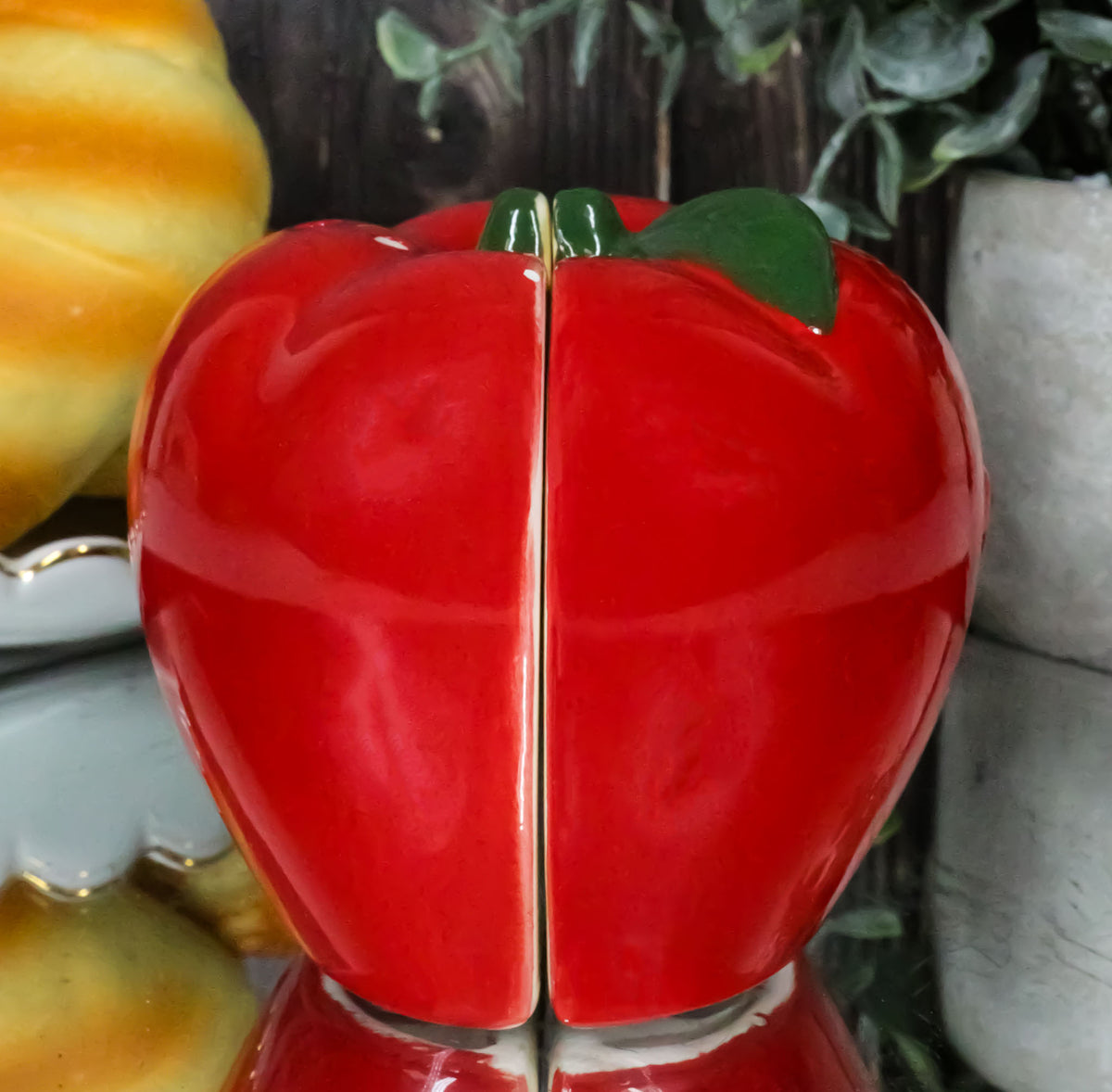 Ebros Red Apples Ceramic Magnetic Salt And Pepper Shakers Set 3" Height