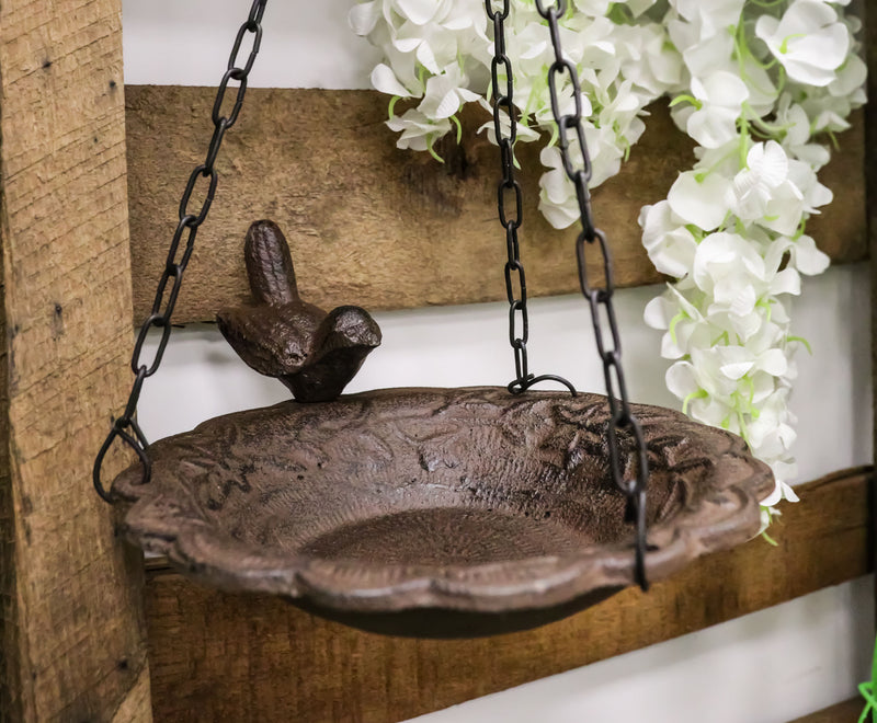 bluebird hanging planter Cast Iron Whimsical Bluebird On Victorian Dish Hanging Garden Bird Bat– Ebros Gift